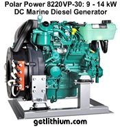 Polar Power efficient DC marine diesel generators for  recharging house battery systems and for electric marine propulsion